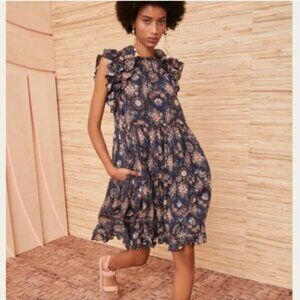 Ulla Johnson Adele Flutter Sleeve Mini Dress Twilight Size 4